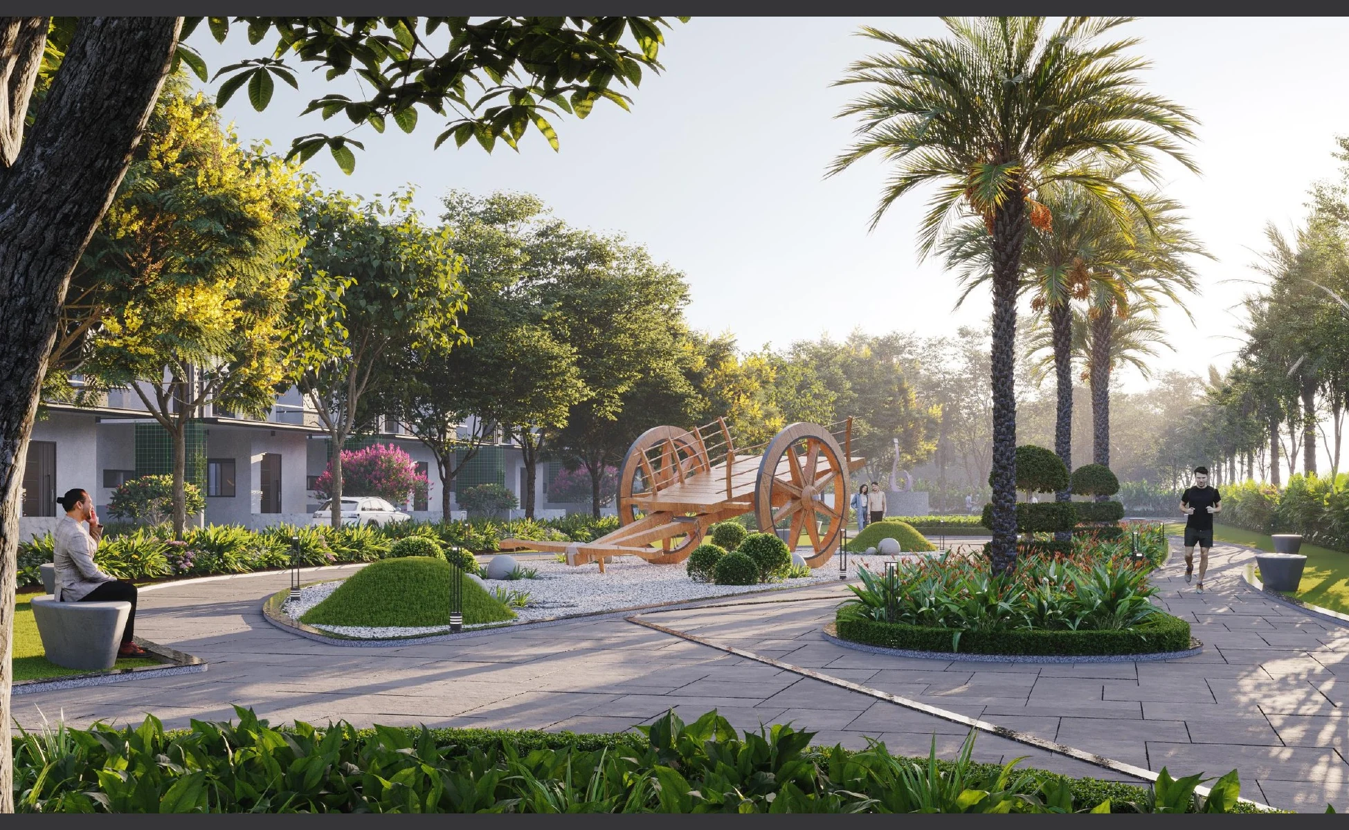 Landscaped garden and walking area at Brundavan Royale